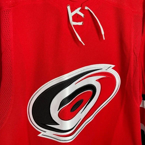 New Adidas Carolina Hurricanes Size 46 NHL Authentic Jersey Red Black Climalite - Picture 2 of 9